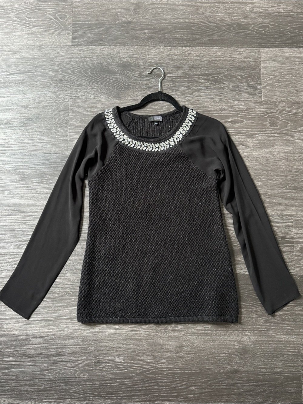 The Limited Embellished Crewneck Black Women's Top